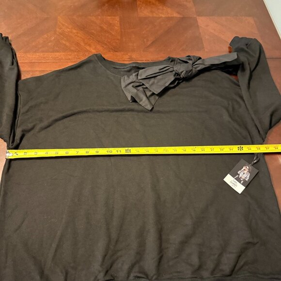 Luxe & Leather By Madonna & Co. Black Sweatshirt With Bow Detail Women medium - Picture 6 of 8